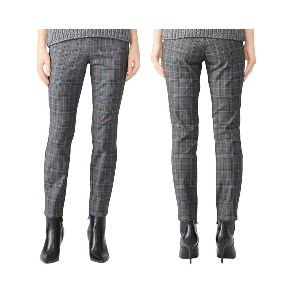 Rag & Bone Plaid Ankle Pants Size 12 Gray Red Check Stretch Trousers